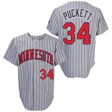 Men's Minnesota Twins Kirby Puckett Grey 1987 Throwback Jersey - Authentic